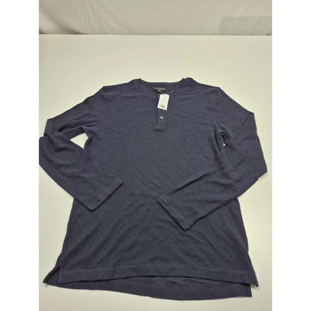 Banana Republic Shirt Mens Medium Blue Pima Cotton Thermal Henley Tee Casual